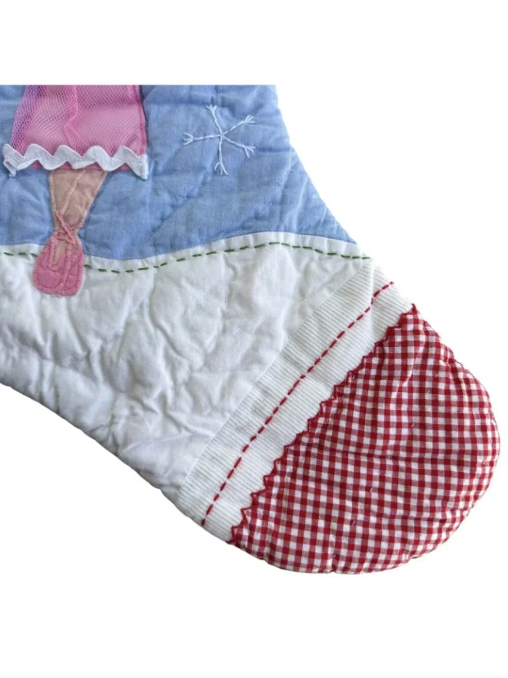 Pottery Barn Kids Quilted Christmas Stocking Ballerina Pink Dress Ballet Gingham